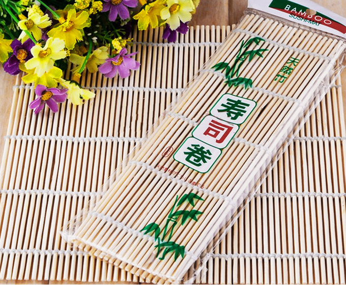 sushi making rolling mat natural bamboo